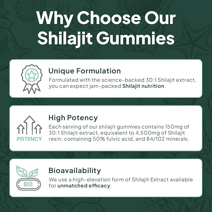 Shilajit for Men and Women - Natural Supplement with Vitamin B12, Chromium and Selenium for Age-Defying, Energy, Hormone Support and More - 60 Shilajit Gummies