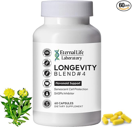 Quercitin, Rhodiola Rosea, Luteolin and Rutin Longevity Blend #4 Anti-Aging Supplement for Cellular Defense with Immunity and Energy Support, Antioxidants