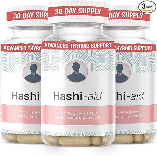 IBDassist™ Hashi Aid Thyroid Support for Women & Men - Thyroid Supplement for Hashimoto's Disease & Hypothyroidism* - with Ashwagandha, Selenium, Zinc, Essential Vitamins & More - 30 Capsules (3 Pack)