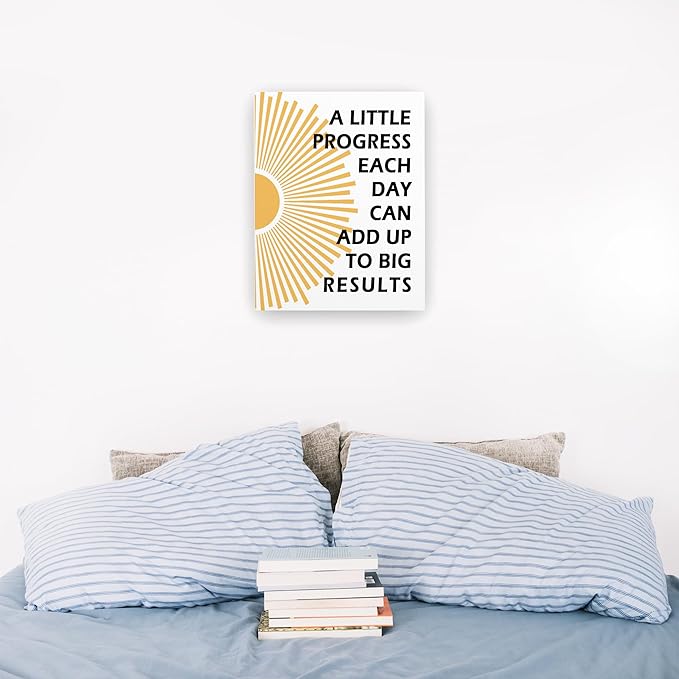 Pugwak Positive Affirmations Wall Decor Canvas Prints - Motivational Framed Canvas Sun Inspirational Wall Art Painting Artwork for Therapy Office Nursery Bedroom Decor Prints 11×14 Inch