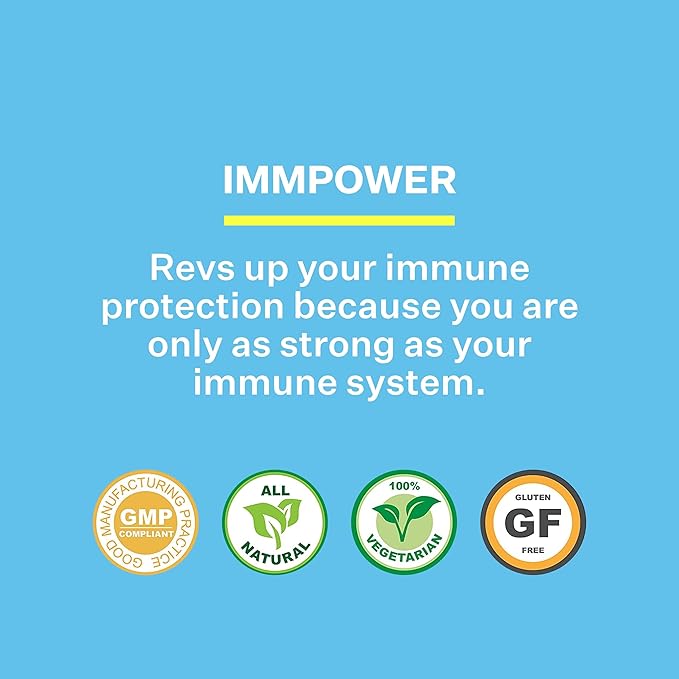 ImmPower AHCC Supplement, Vegetarian Capsules, Enhanced Immune Support, Natural Killer Cell Activity and Cytokine Production, 500 milligrams per Capsule (30 Count)