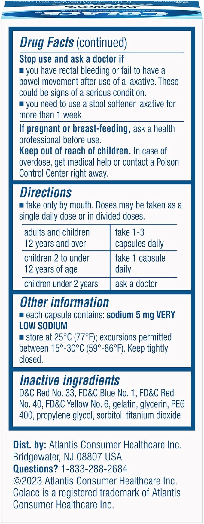 Colace Regular Strength Stool Softener 100 mg Capsules 60 Count Docusate Sodium Stool Softener for Gentle Dependable Relief