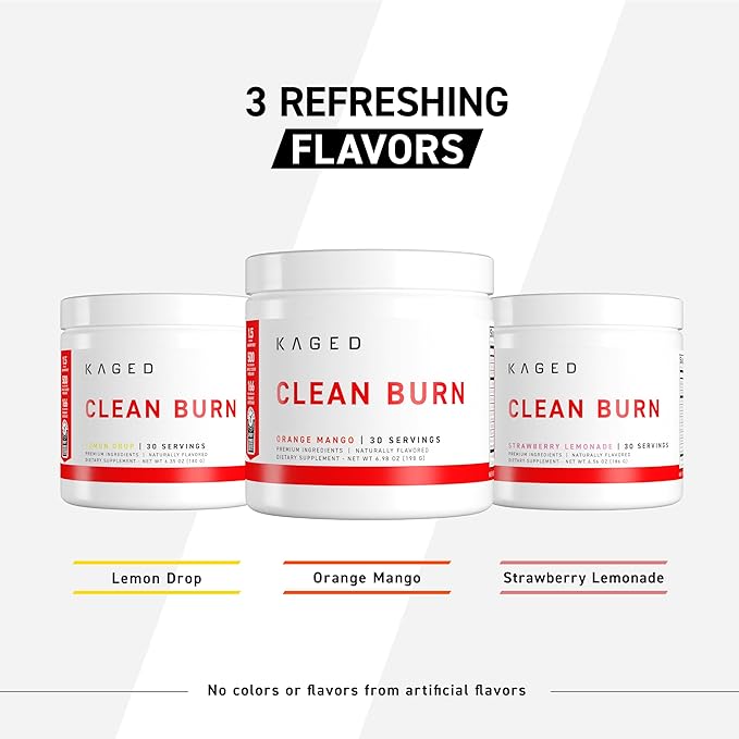 Kaged Clean Burn Powder | Strawberry Lemonade | Thermogenic Weight Management | Boost Metabolism | Organic Caffeine, Apple Cider Vinegar | Supplements for Men & Women | 30 Servings