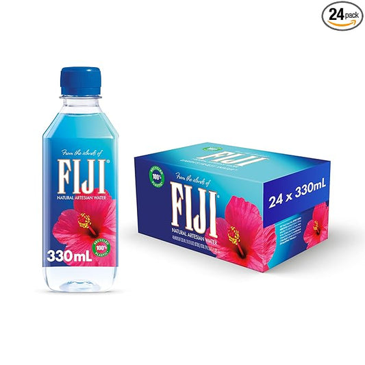 FIJI Natural Artesian Bottled Water 330mL / 11.15 Fl Ounce (Pack of 24) - 100% Natural Electrolytes - NEW