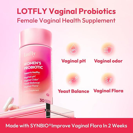 Vaginal Probiotics for Women 100 Billion CFU with Cranberry Extract for pH Balance & UTI Support, Plus Prebiotics & Lactobacillus, Triple Action for Vaginal, Urinary & Gut Health, 30 Capsules