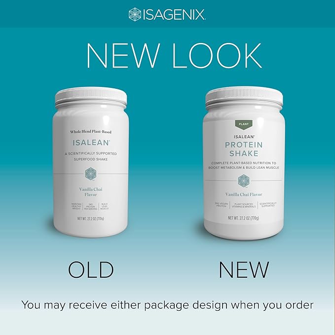 Isagenix Plant-Based IsaLean Protein Shake - Energy Powder with Whole-Food Sourced Vitamins - Supports Lean Muscle Growth & Healthy Metabolism - Gluten & Soy Free - Vanilla Chai, 27.2 oz (14 Servings)