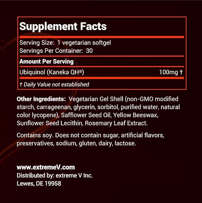 HeartQQ HIGH Absorption Ubiquinol (QH), Active CoQ10 300% Greater Absorption, 1 Recommended Form of CoQ10. 100mg of Ubiquinol (Vegetarian Softgels)