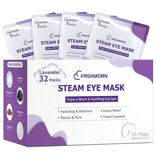 32 Packs Steam Eye Mask, Heated Eye Mask for Sleeping, Warm Compress for Eyes, Self Heating Disposal Steam Mask Comfortable Sleep Mask for Home, Office, Spa, Travel Essentials (Lavender)