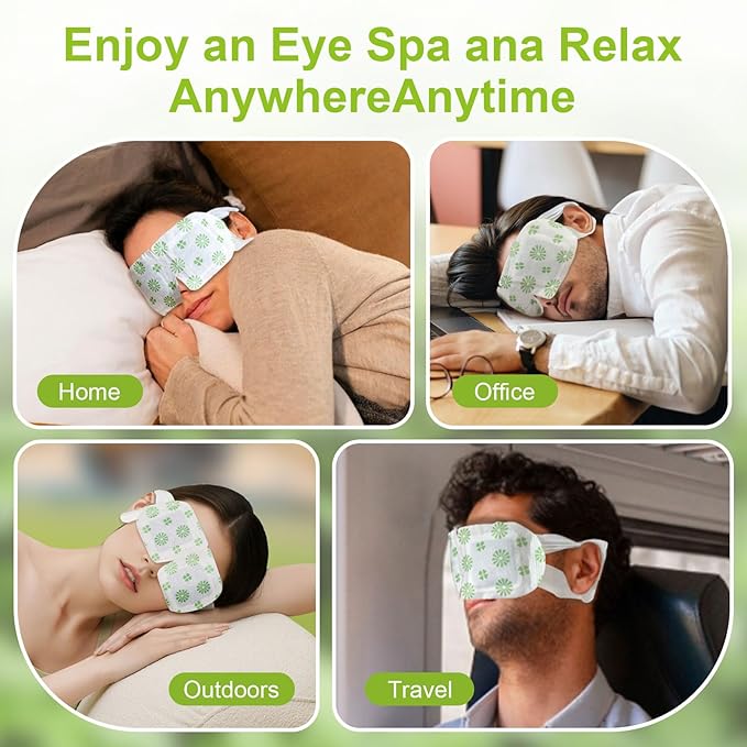 10 Packs Steam Eye Mask, Wormwood Steam Eye Masks Disposable, Self-Heating Relief Heated Eye Mask for Fatigue, Perfect for Home, Sleep, Spa & Travel