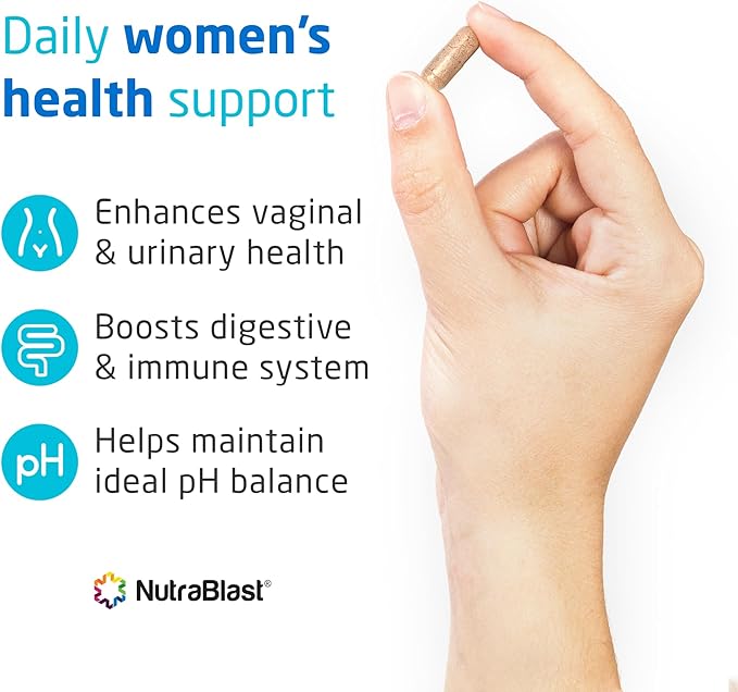 NutraBlast Vaginal Probiotics for Women Digestive, Intimate Balance, UT & Vaginal Health - 50 Billion CFU - 6 Strains, Prebiotics, Cranberry Extract & D Mannose - Womens Probiotic (30 Count)