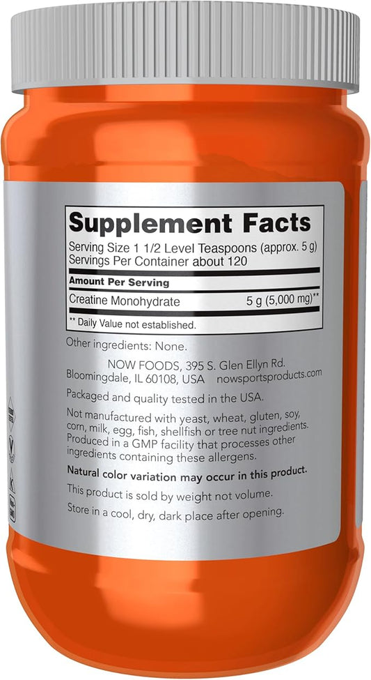 NOW Sports Nutrition, Creatine Monohydrate Powder, Mass Building*/Energy Production*, 21.2-Ounce (Pack of 2)