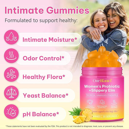 Vaginal Probiotics for Women, Premium Feminine Balance Gummies, Probiotic Gummies for Feminine Care & pH Balance, Supports Vaginal Flora System, Prebiotics & Lactobacillus Blend, 60 Gummies