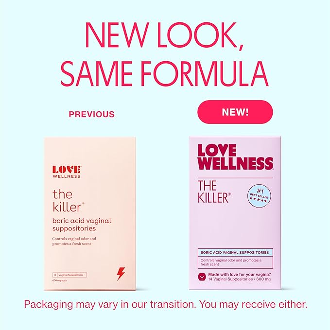 Love Wellness The Killer & Flora Power | Vaginal Suppository Duo with Boric Acid, Probiotics & Vitamin C | Supports pH Balance, Odor Control & Feminine Health | Fragrance-Free, Non-GMO & Paraben Free