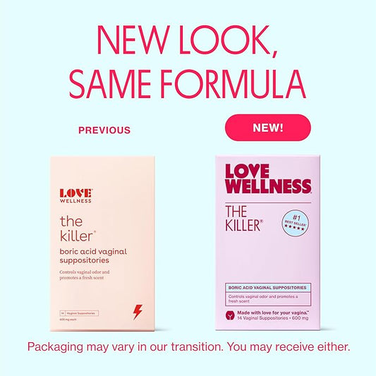 Love Wellness The Killer & Flora Power | Vaginal Suppository Duo with Boric Acid, Probiotics & Vitamin C | Supports pH Balance, Odor Control & Feminine Health | Fragrance-Free, Non-GMO & Paraben Free