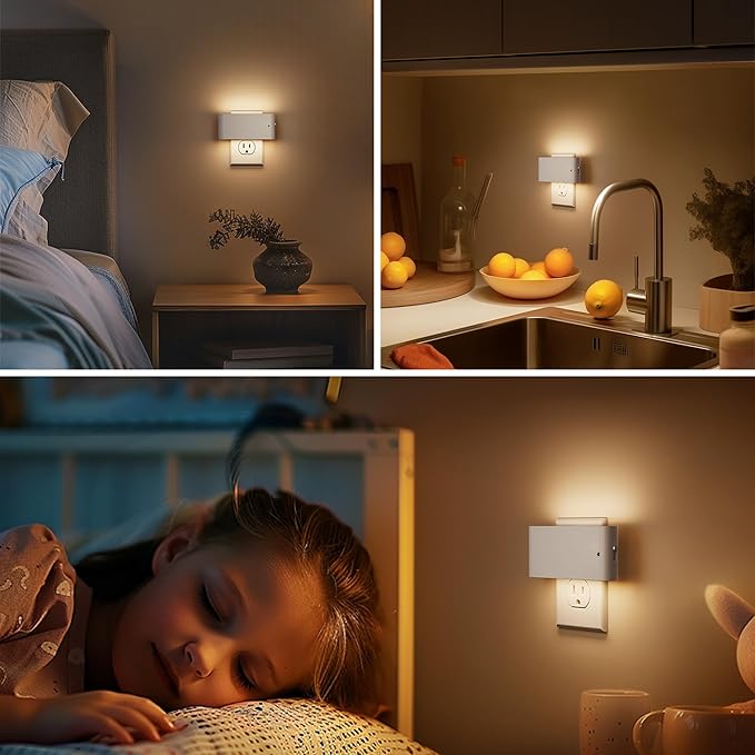Briignite Night Lights Plug into Wall, LED Night Light with Dusk to Dawn Light Sensor, 2 Pack,Dimmable Night Light Plug in, 3000K Soft White Nightlight for Kids Room Bedroom Hallway Kitchen