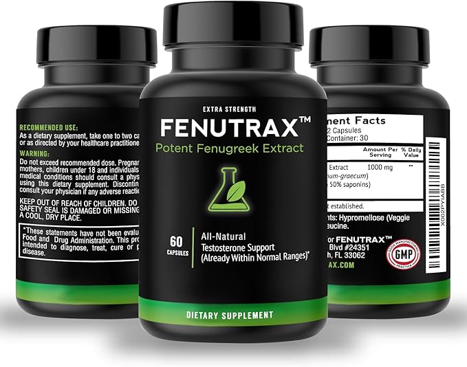 VitaMonk FenuTrax™ Fenugreek Extract 1 Months Supply - Stronger Than Testofen - High-Potency (50%) - Testosterone Support for Men - Muscle Growth, Energy, and Drive (60 Capsules)