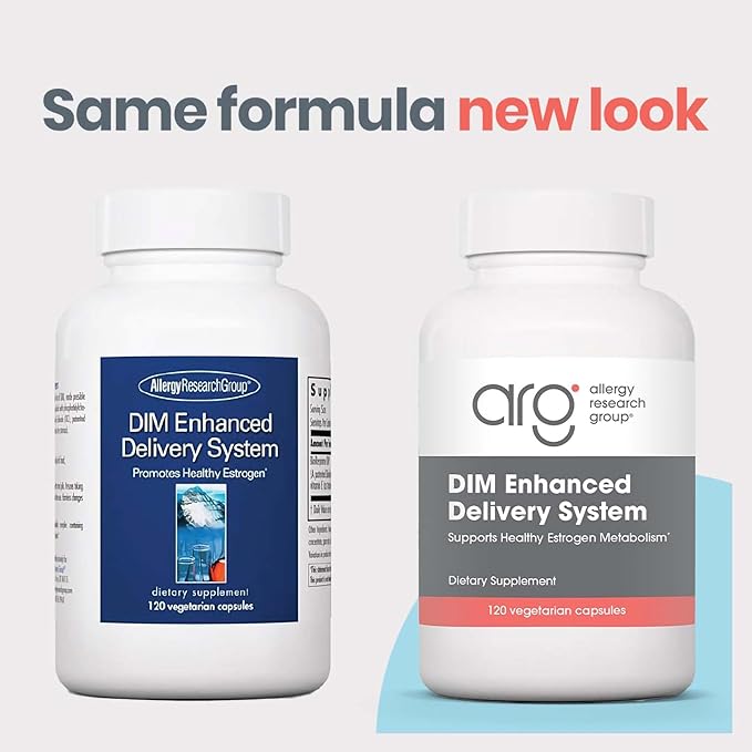 Allergy Research Group DIM Enhanced Delivery System - DIM Supplement for Women, Estrogen Supplement for Women and Men, Diindolylmethane for Hormone Balance, Menopause Support - 120 Vegetarian Capsules