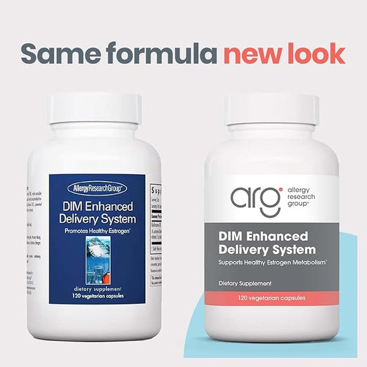 Allergy Research Group DIM Enhanced Delivery System - DIM Supplement for Women, Estrogen Supplement for Women and Men, Diindolylmethane for Hormone Balance, Menopause Support - 120 Vegetarian Capsules