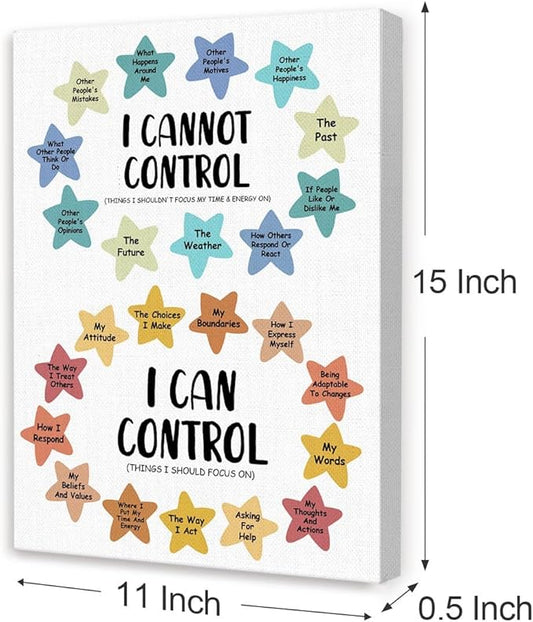 Mental Health Wall Decor,I Can Control Wall Art,Therapy Office Wall Decor,Inspirational Canvas Wall Art for Classroom Psychologist Office Home