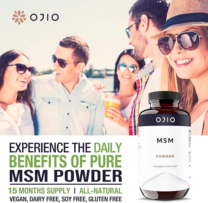 Pure OptiMSM MSM Powder - MSM Supplement - Joint, Skin, Hair, Nails - Kosher, Vegan, Gluten Free, Non-GMO, No Pesticides or Herbicides - 16 oz (Pack of 1)