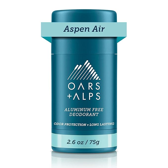 Oars + Alps Aluminum Free Deodorant for Men and Women, Dermatologist Tested and Made with Clean Ingredients, Travel Size, Aspen Air, 1 Pack, 2.6 Oz