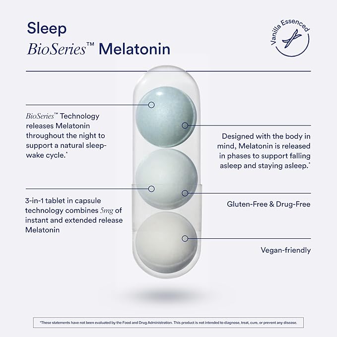 Ritual Sleep BioSeries Melatonin – Time-Released Sleep Aid for Adults – Vegan, Drug-Free Supplement – 20 Capsules