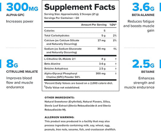 LEGION Pulse Pre Workout Supplement - All Natural Nitric Oxide Preworkout Drink to Boost Energy, Creatine Free, Naturally Sweetened, Beta Alanine, Citrulline, Alpha GPC (Caffeine Free Arctic Blast)
