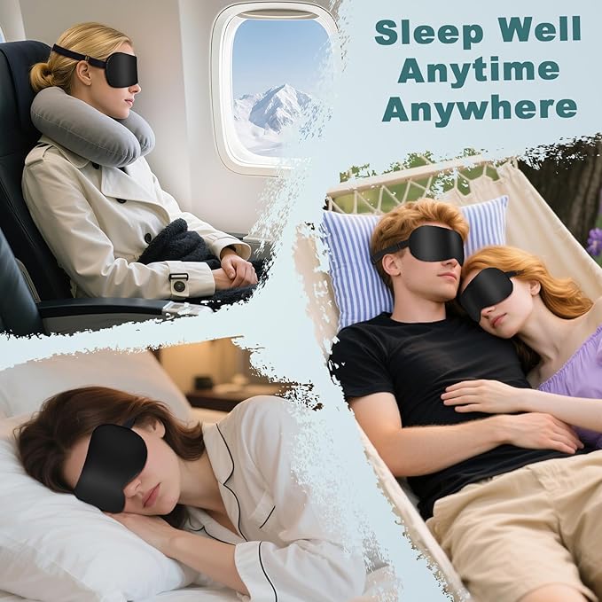 Sleep Mask, Real Natural Pure Silk Eye Masks with Adjustable Strap for Sleeping, Mulberry Silk Eye Sleep Shade Cover, Block Light Reduces Puffy Eyes Traveling Gifts