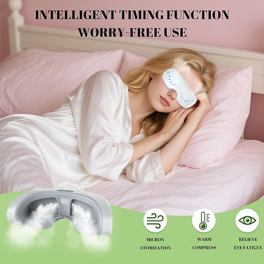 Smart Hot & Cold Steam Mask for 2 Adjustable Levels Dry Eye Relief Hydrating Mist with 3D Contour Fit 10-Minute Auto Timer Gentle Eye Massage