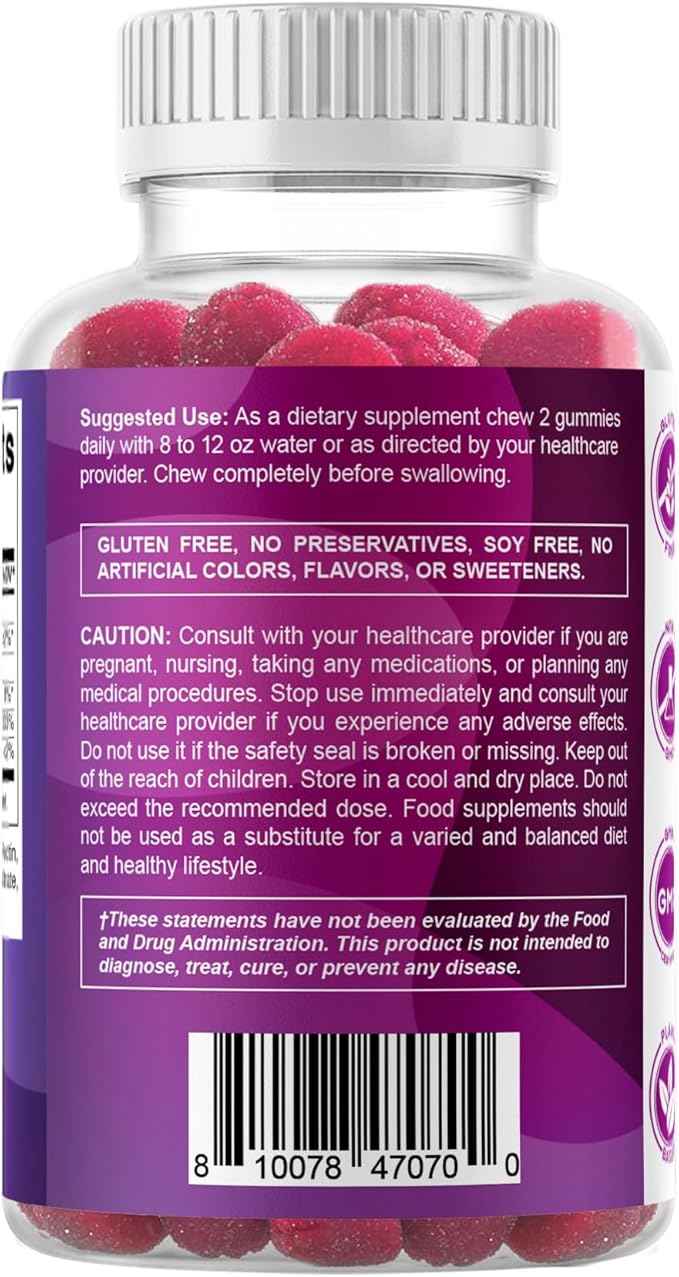 Vitamatic Biotin Gummies 10,000 mcg for Stronger Hair, Skin & Nails - 60 Vegan Gummies - Also Called Vitamin B7 (1 Bottle)