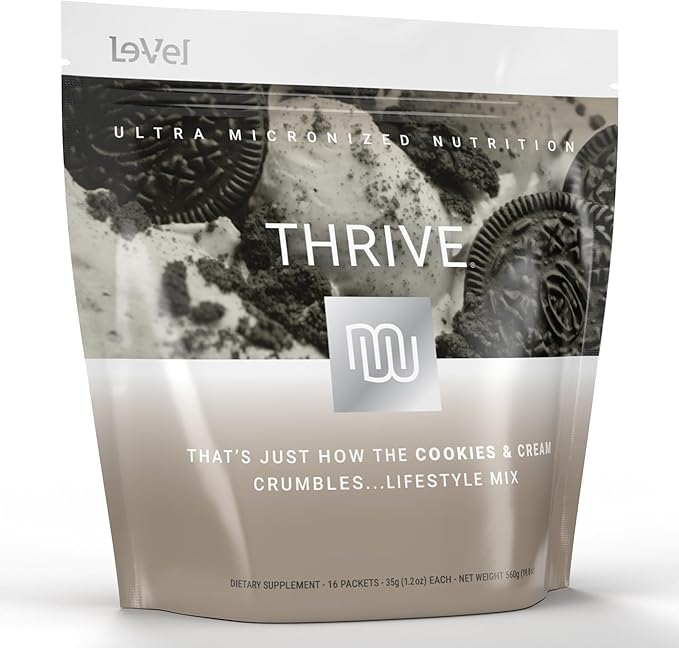 Thrive Protein Shake | 16 Packets (35g Each) | Gluten-Free, Pea Protein Blend, Probiotics, Fiber & Digestive Enzymes | Supports Lean Muscle (16 Packets (Single Servings), Cookies & Cream)