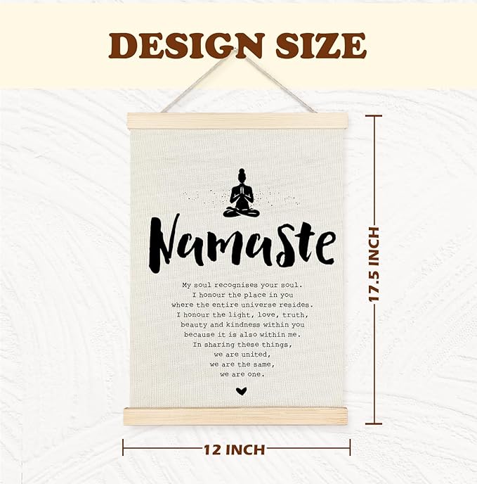 Yomisex Yoga Zen Meditation Room Decor, Namaste Zen Wall Art Poster, Spiritual Mindfulness Canvas Prints Wall Art Framed for Home Office Decor, 12x16 Inch
