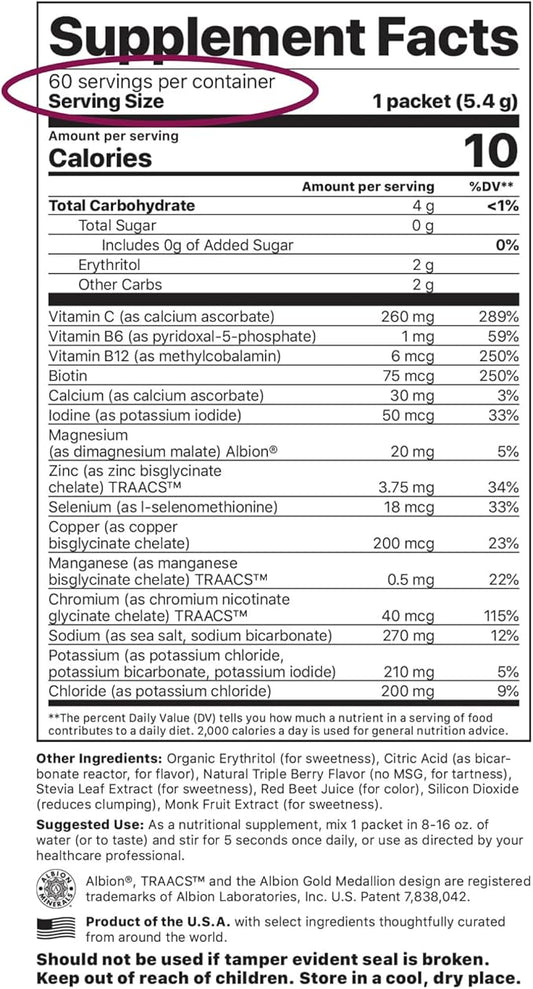 Jigsaw Health Electrolyte Supreme | Broad Spectrum of Electrolytes + Trace Minerals | Berry-Licious Flavor | 60 Servings (Packets)