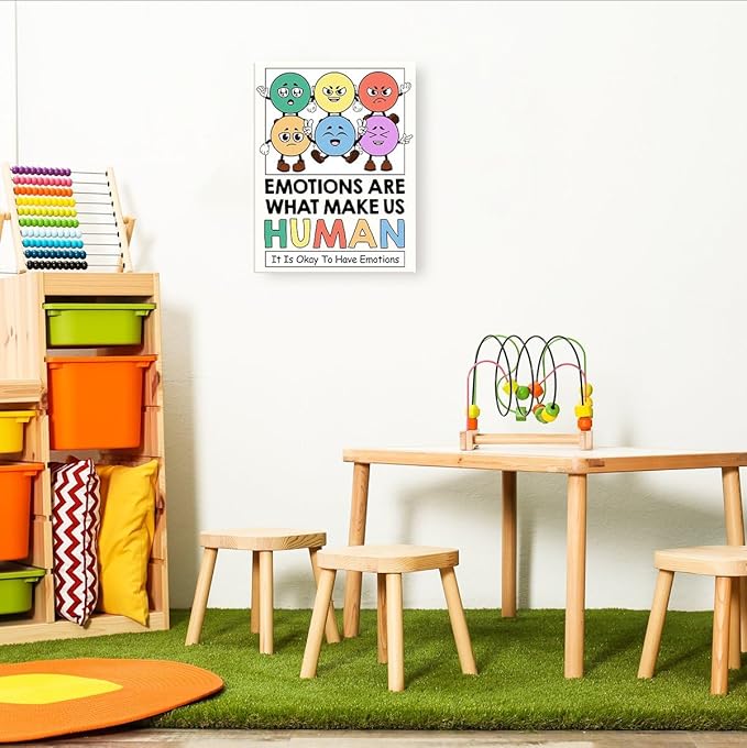 Inspirational Mental Health Wall Decor,Emotions Make Us Human Wall Art,Therapy Office Wall Decor,Motivational Canvas Wall Art for Classroom Psychologist Office Home