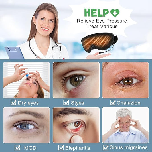 Heated Eye Mask for Dry Eyes, USB Electric Warm Eye Compress Heat Eye Masks with Temperature&Timer Control, Eye Heating Pad for Dry Eyes, Stye Treatment, Chalazion, Blepharitis, MGD, Puffy