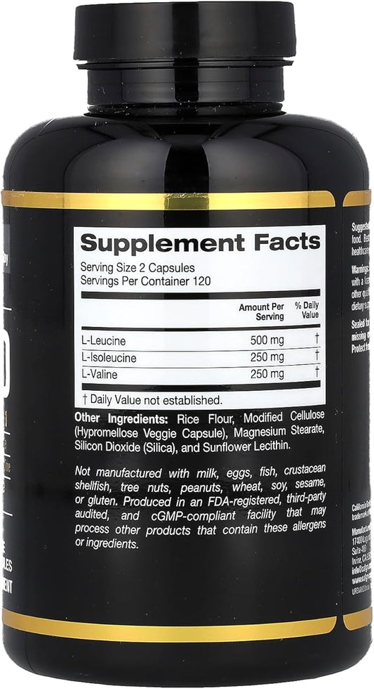 California Gold Nutrition Sport, Micronized BCAA, Branched Chain Amino Acids, 240 Veggie Capsules