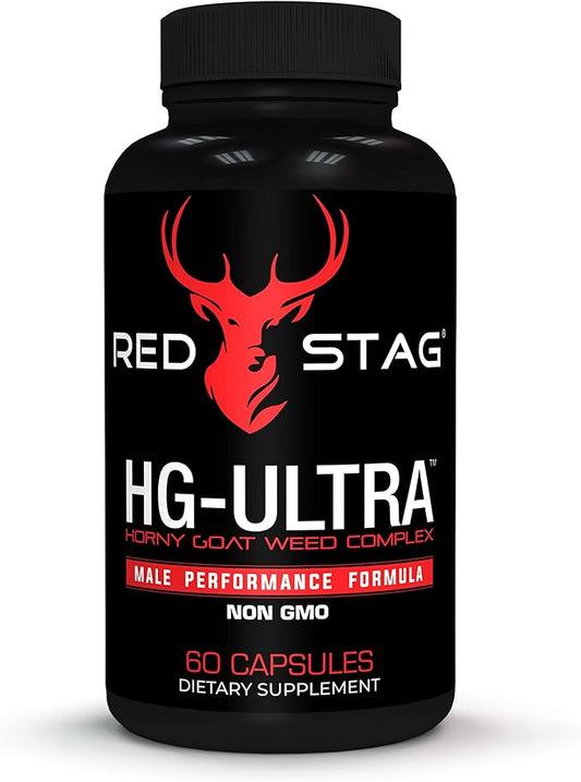 Red Stag Testosterone Booster Horny Goat Weed Complex with Maca Root Powder, Tribulus Terrestris, Saw Palmetto & Tongkat Ali Powder Male Enhancement - 60 Capsules