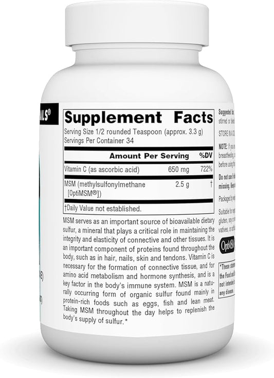 Source Naturals MSM (Methylsulfonylmethane) with Vitamin C - Powder, 4 Ounce