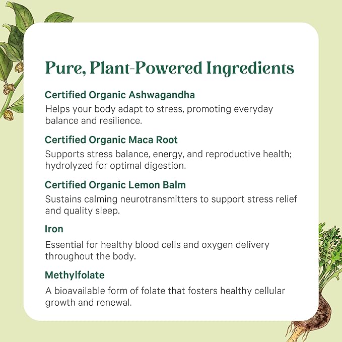 PURE SYNERGY Vita·Min·Balance | Multivitamin for Women with Iron | Women’s Daily Multivitamin Made with Organic Whole Foods | for Balanced Energy and Stress Support (60 Tablets)