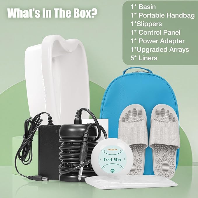 Ionic Foot Bath Detox Machine Ion Foot Detox Spa for Home Portable Detox Foot Spa System Ionic Feet for Chi Cleanser Home Use, Beauty Salon SPA Club with Liners, Slipper,Portable Handbag