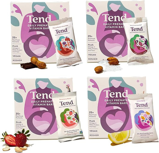 Tend Daily Best Prenatal Vitamin Bar, Made with Organic Ingredients for Pregnant & Postpartum Mothers (Variety Pack)