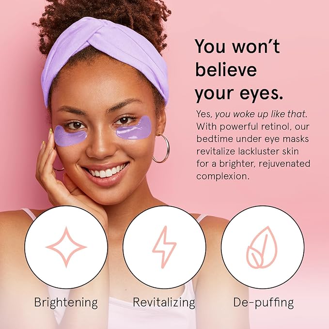 grace & stella Retinol Under Eye Patches for Puffy Eyes and Dark Circles - Restoring Gel Under Eye Masks with Hyaluronic Acid - Vegan Cruelty-Free Skincare, Birthday Gifts for Women (Purple, 48 Pairs)