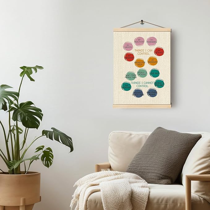HKTZM Things I Can Control Mental Health Poster Hanger Frame 12.5×17 Inch, Mental Health Self Control Hanging Wall Art Decor for Classroom School Counselor Office Calm Down Corner