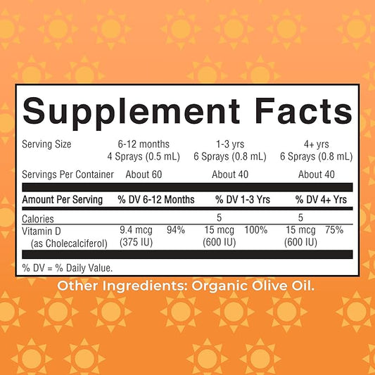 MaryRuth Organics Vitamin D USDA Organic | VIT D3 Liquid | Sugar Free | Liquid VIT D Spray Immune Support for Adults & Kids | Bone Health| Vegan | Gluten Free | Non-GMO | 30 Servings