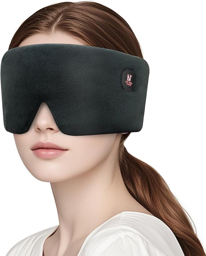 Heated Eye Mask, Cordless Warm Eye Compress for Dry Eyes MGD Stye Blephartitis, 2500mAh Electric Eye Heating Pad for Travel, Gifts for Men Women (Black)