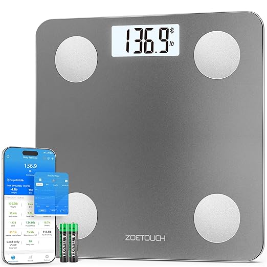 Smart Bathroom Scale for Body Weight, Digital Weighing Scale with BMI, Body Fat, Muscle Mass, Bluetooth Machine for People, Work with App, 14 Body Composition Analyzer