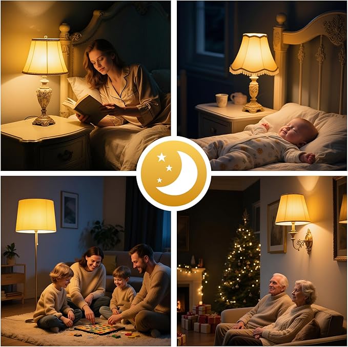 KINUR A15 3W Low Watt Amber Lights - Warm Light Bulbs for Sleep and Baby Nursery - 25W Equivalent - E26 Medium Base -4 Pack