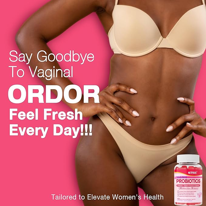 Vaginal Probiotics Gummies for Women PH Balance, Odor Control with Prebiotics, Cranberry, D-Mannose, Promotes Feminine Healthy Vaginal Flora, Urinary Tract, Yeast, Digestive Support, Sugar Free,120Cts