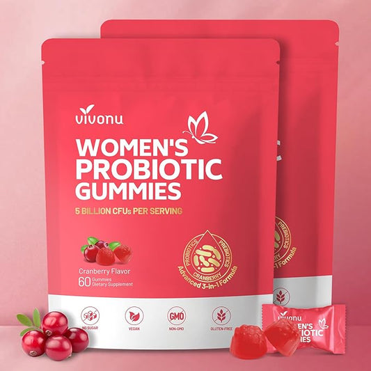Vaginal Probiotics for Women, Feminine Balance pH Gummies for Healthy Odor, Yeast Balance & Flora + Vitamin C for Immune Support -Cranberry