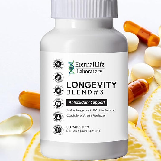 Longevity Blend #3 - Resveratrol 98% with Fisetin Pterostilbene Spermidine, Anti Aging, Oxidative Stress Reducer, Antioxidant Supplement, AMPK Activator